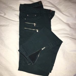 Green zara moto skinny pants